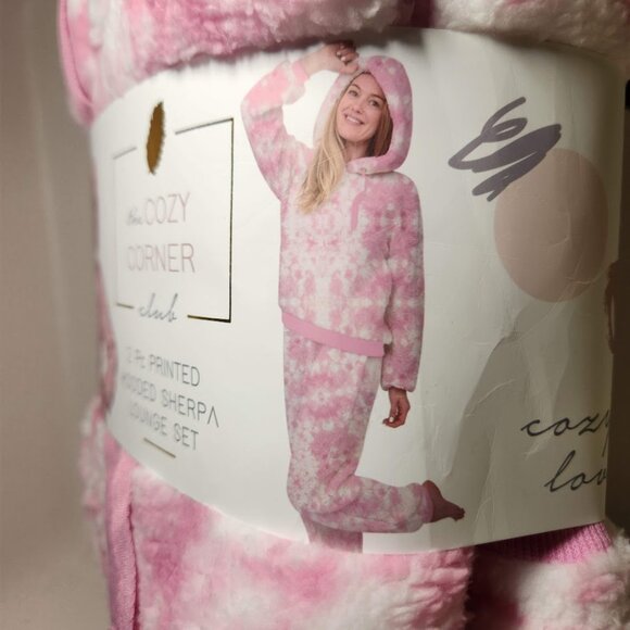 NEW Women's Pajama Gift Set PJs pajamas 2 Piece Hoodie hooded top Pants Pink Top - Picture 7 of 15